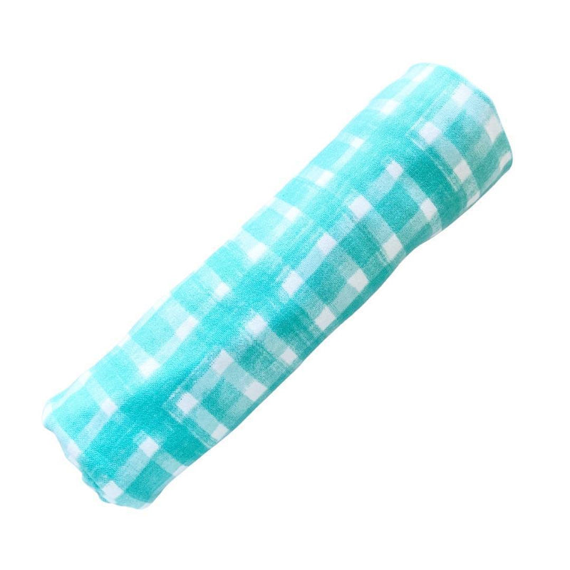 Buy Organic Cotton Swaddle Blankie - Mint Squares | Shop Verified Sustainable Products on Brown Living