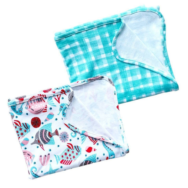 Buy Organic Cotton Swaddle Blankie | Pack of 2 (Aqua, Mint Squares) | Shop Verified Sustainable Products on Brown Living