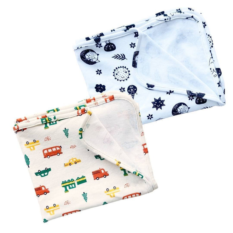 Buy Organic Cotton Swaddle Blankie | Pack of 2 (Woodlands, Vroom) | Shop Verified Sustainable Products on Brown Living