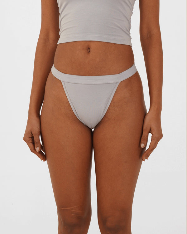 Organic Cotton Thongs- Ice Grey (Pack of 2) | Verified Sustainable Womens Underwear on Brown Living™
