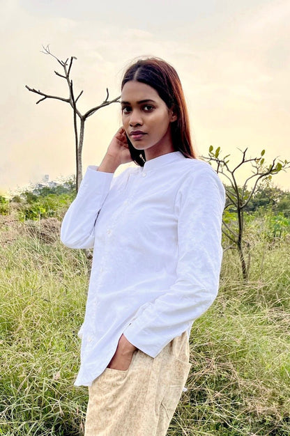 Organic Cotton White Shirt | Summer Shirt for women | Formal Shirt | Verified Sustainable by Brown Living™