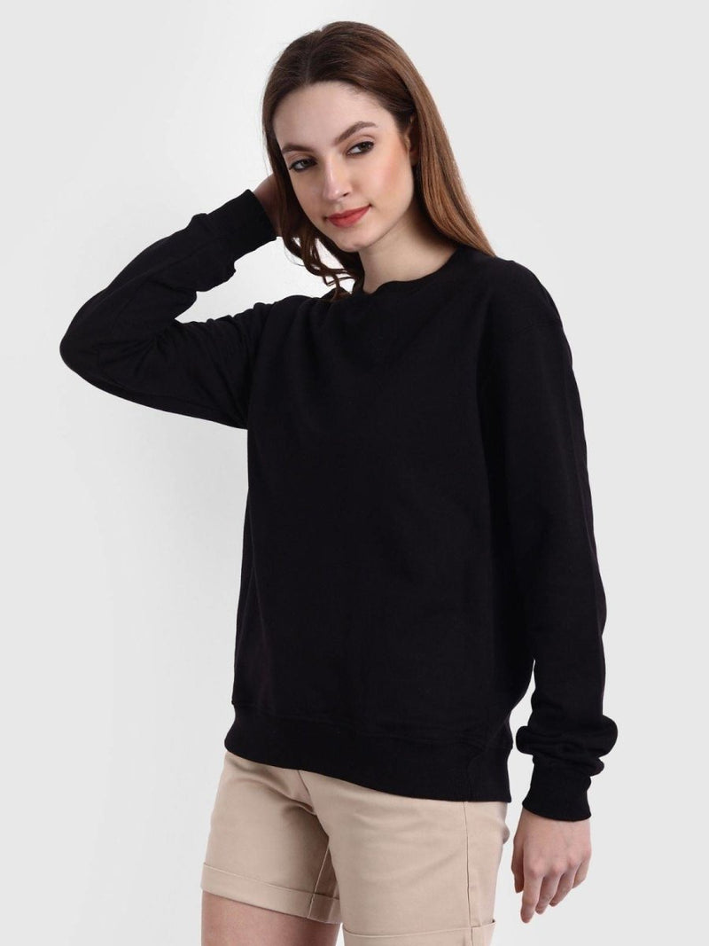 Buy Organic Cotton Women's Black Sweatshirt | Pure Organic Cotton fleece | Women's Winter Collection | Shop Verified Sustainable Products on Brown Living