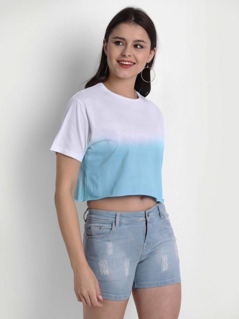 Buy Organic Cotton Women's Tie-Dye Crop Top | Blue Ombre | Shop Verified Sustainable Products on Brown Living