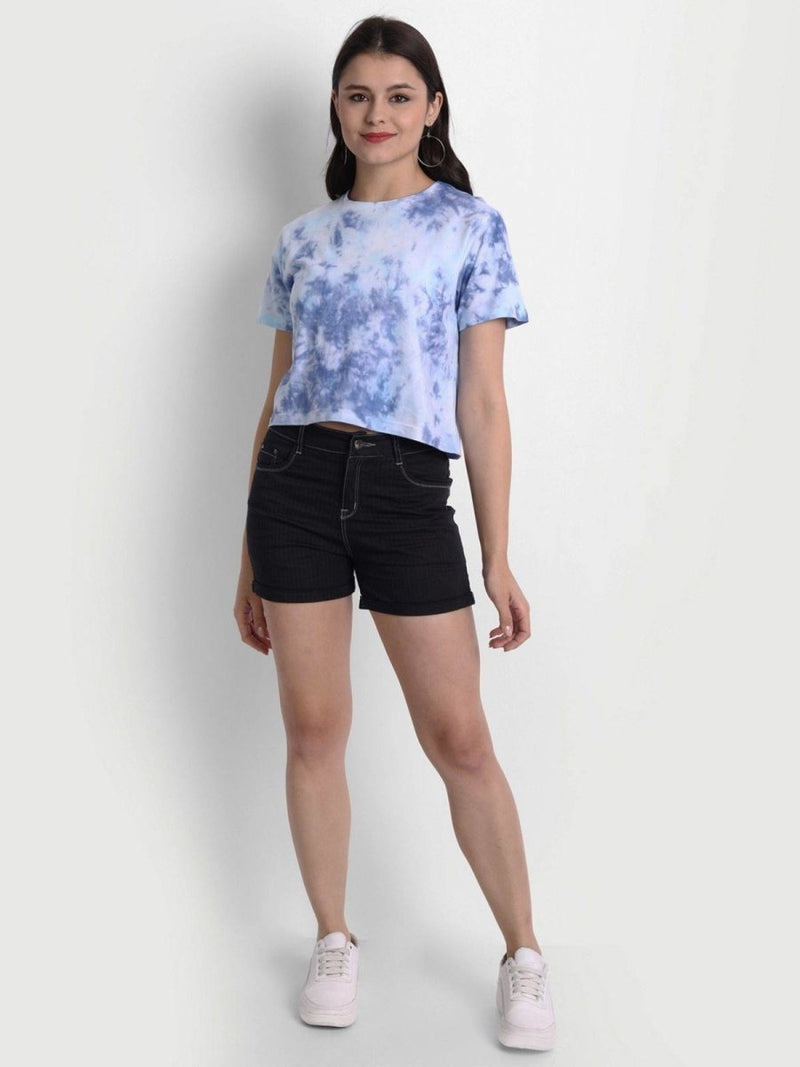 Buy Organic Cotton Women's Tie-Dye Cropped Top | Dark Ice Tie Dye | Shop Verified Sustainable Products on Brown Living
