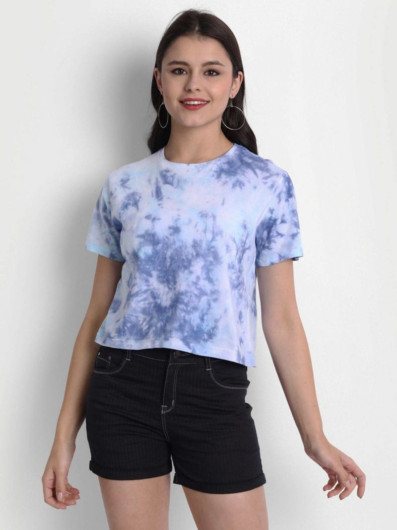 Buy Organic Cotton Women's Tie-Dye Cropped Top | Dark Ice Tie Dye | Shop Verified Sustainable Products on Brown Living