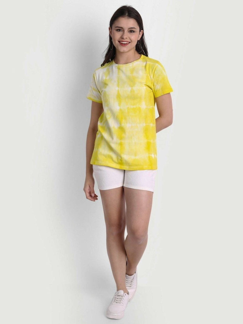 Buy Organic Cotton Women's Tie-Dye T-shirt |Sunshine Yellow Stripes Tie Dye | Shop Verified Sustainable Products on Brown Living
