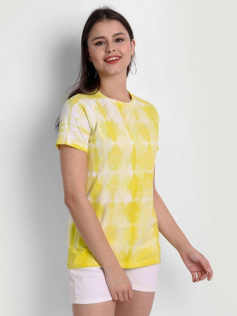 Buy Organic Cotton Women's Tie-Dye T-shirt |Sunshine Yellow Stripes Tie Dye | Shop Verified Sustainable Products on Brown Living