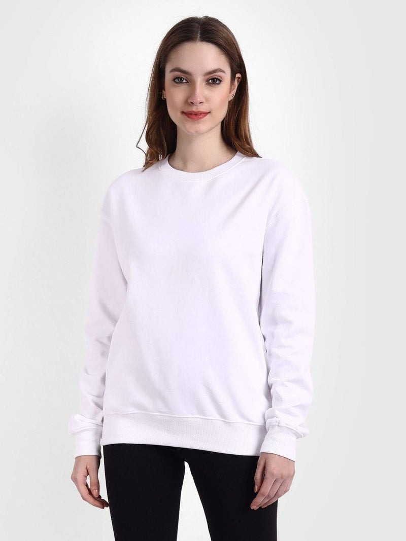 Buy Organic Cotton Women's White Sweatshirt | Pure Organic Cotton fleece | Women's Winter Collection | Shop Verified Sustainable Products on Brown Living
