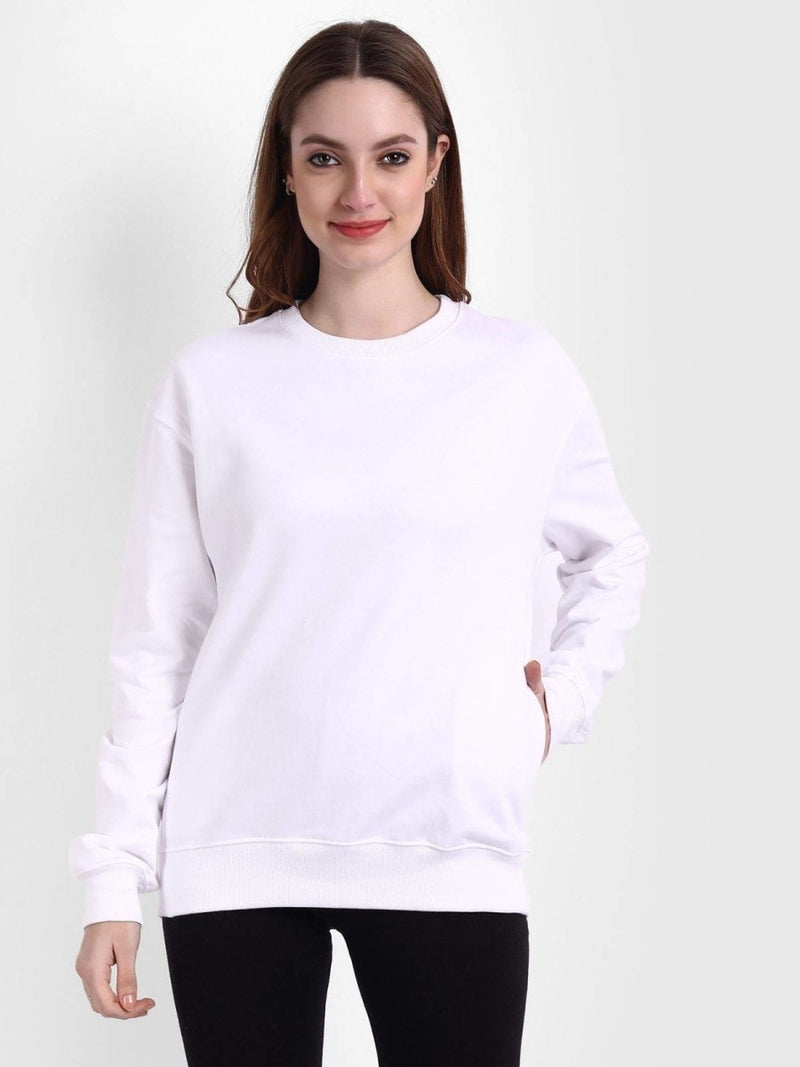 Buy Organic Cotton Women's White Sweatshirt | Pure Organic Cotton fleece | Women's Winter Collection | Shop Verified Sustainable Products on Brown Living