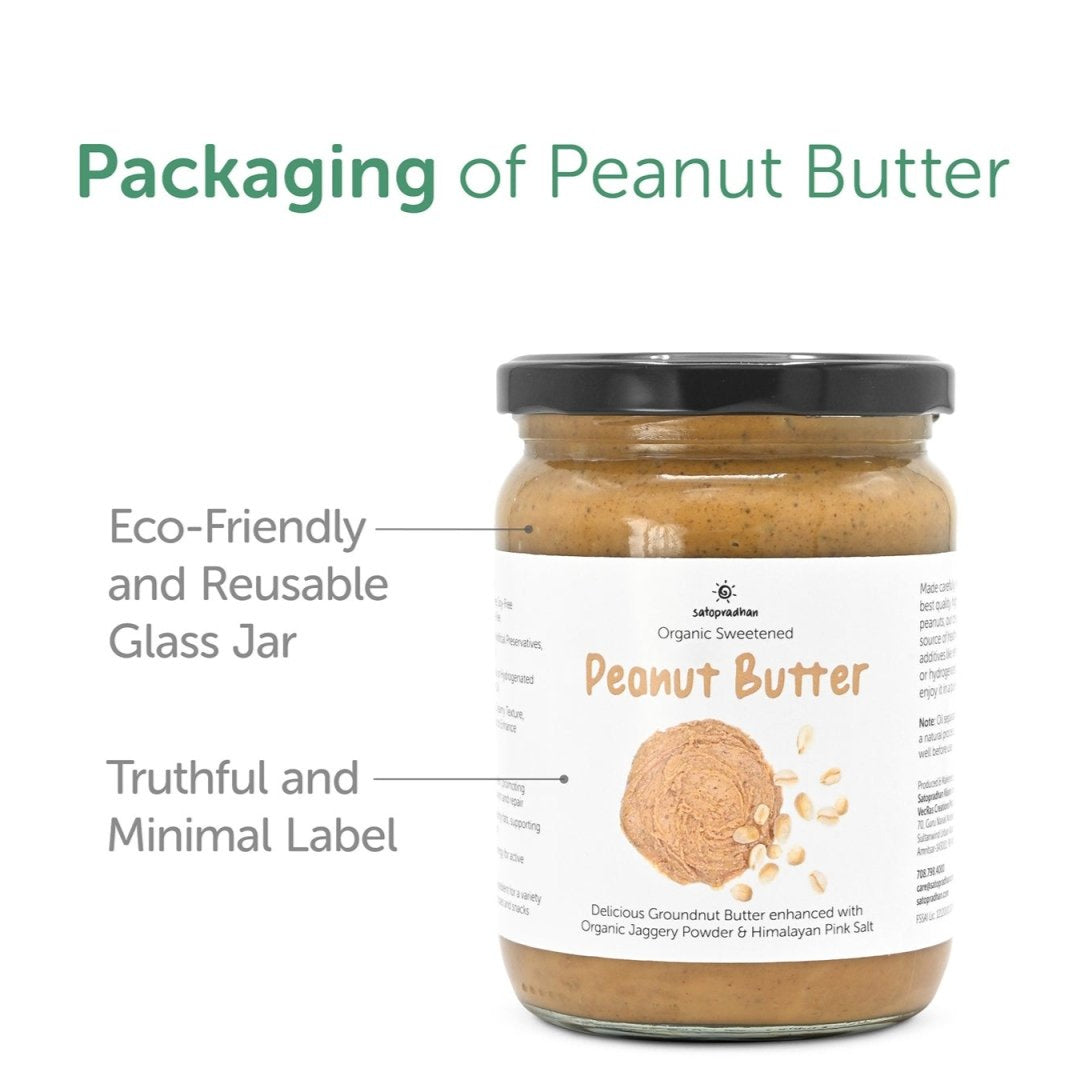 Organic Creamy Peanut Butter 500g - Sweetened with Jaggery – Jams & Spreads by SATOPRADHAN available on Brown Living™. . SKU: 1DS - PbCreS5H. Img 6.