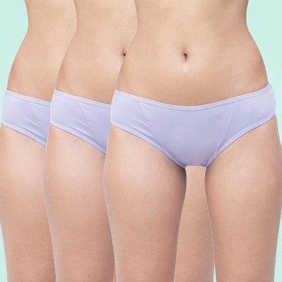 Organic Everyday Bikini Undies - Lavender (3pc) – Womens Underwear on Brown Living™. SKU: BIKINILAVXS. Img 1.