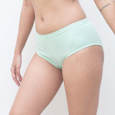 Organic Everyday Hipster Panty - Greenfig (3pc) – Womens Underwear on Brown Living™. SKU: HIPGREENS. Img 4.
