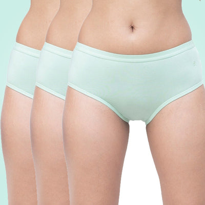 Organic Everyday Hipster Panty - Greenfig (3pc) – Womens Underwear on Brown Living™. SKU: HIPGREENXS. Img 1.