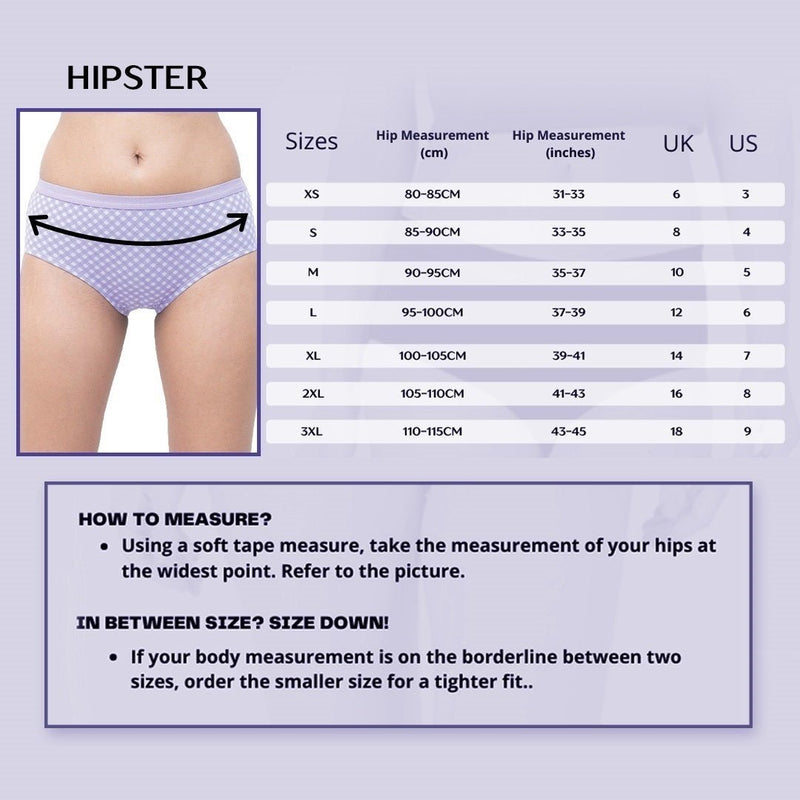 Organic Everyday Hipster Panty- Lavender Checks (3pc) | Verified Sustainable Womens Underwear on Brown Living™