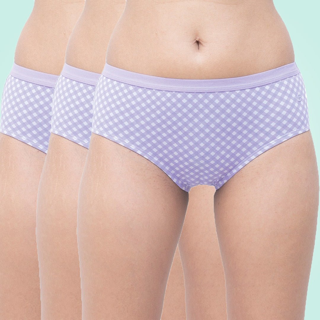 Organic Everyday Hipster Panty - Lavender Checks (3pc) | Verified Sustainable by Brown Living™