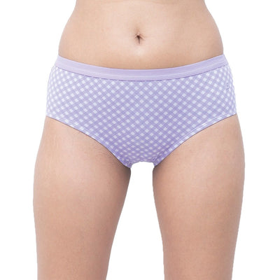 Organic Everyday Hipster Panty - Lavender Checks (3pc) – Womens Underwear on Brown Living™. SKU: HIPCHECKXS. Img 2.