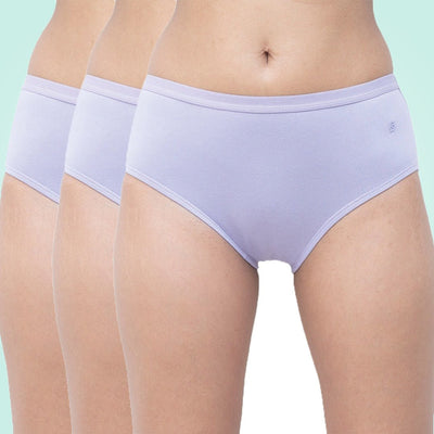 Organic Everyday Hipster Undies - Lavender - Set of 3 – Womens Underwear on Brown Living™. SKU: HIPLAVXS. Img 1.