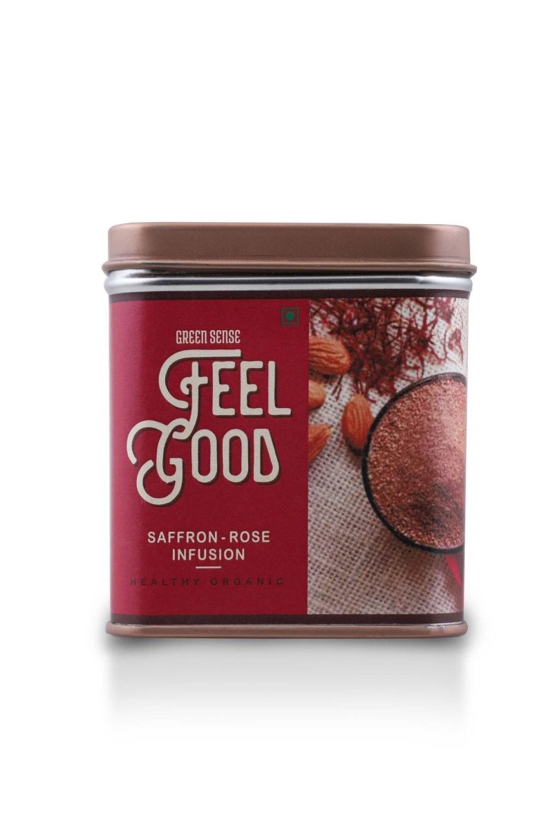 Buy Organic Feel Good Saffron-Rose Infusion - Immunity Booster - 70g | Shop Verified Sustainable Powder Drink Mixes on Brown Living™