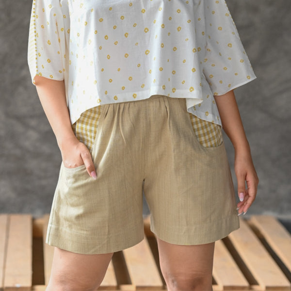 Buy Organic Handloom Shorts- Fern | Shop Verified Sustainable Products on Brown Living