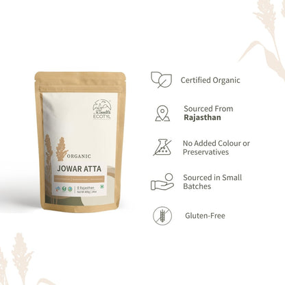 Organic Jowar Atta - 800g (400g x 2 packs) | Verified Sustainable by Brown Living™