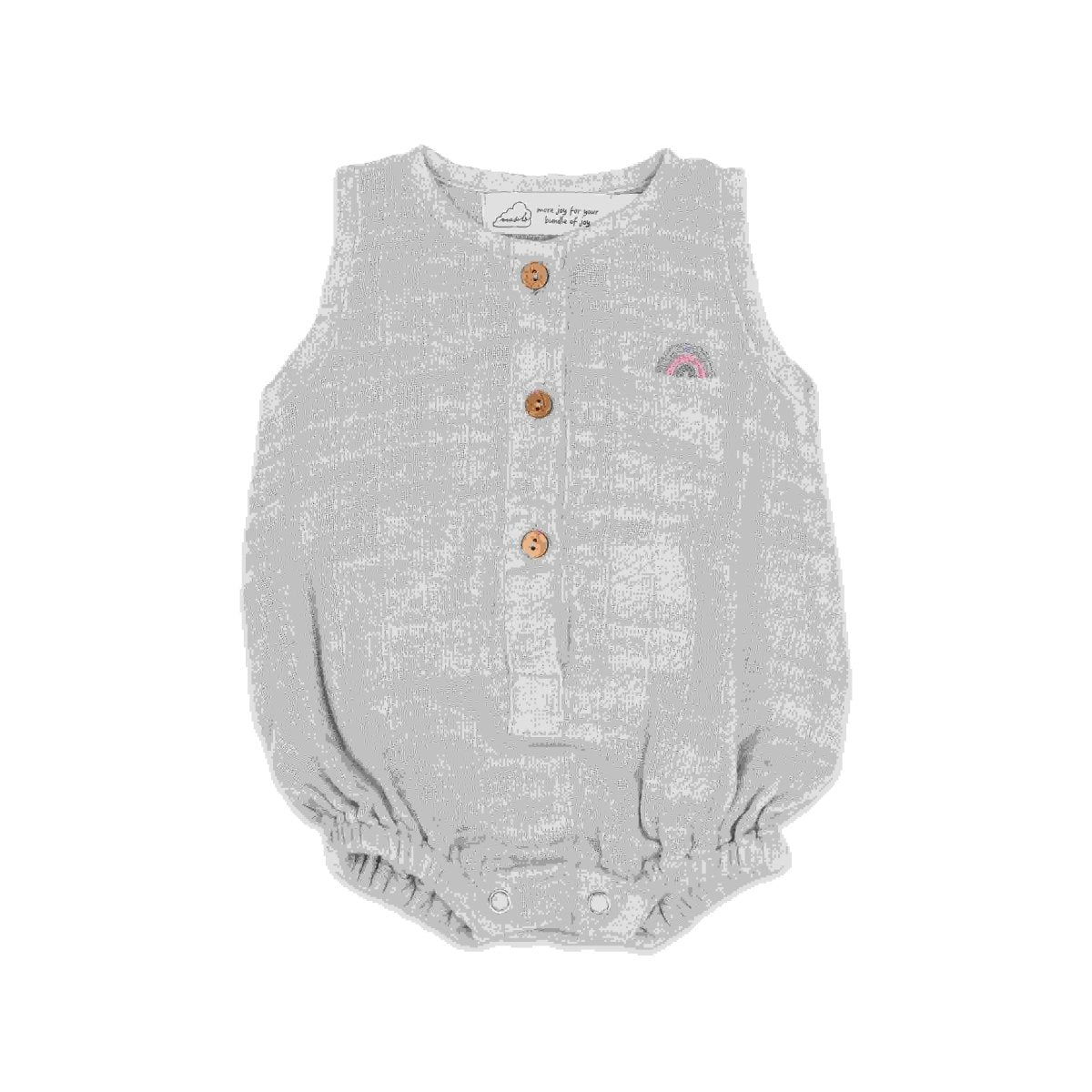 Organic Muslin Baby Romper - Grey | Verified Sustainable by Brown Living™