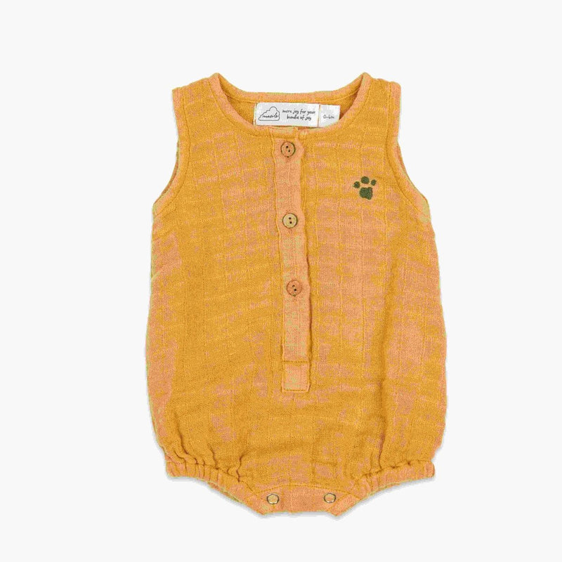 Buy Organic Muslin Baby Romper - Ochre | Shop Verified Sustainable Products on Brown Living