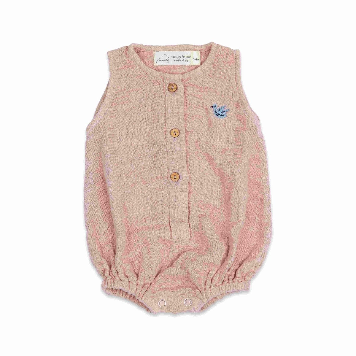 Organic Muslin Baby Romper - Old Rose | Verified Sustainable by Brown Living™