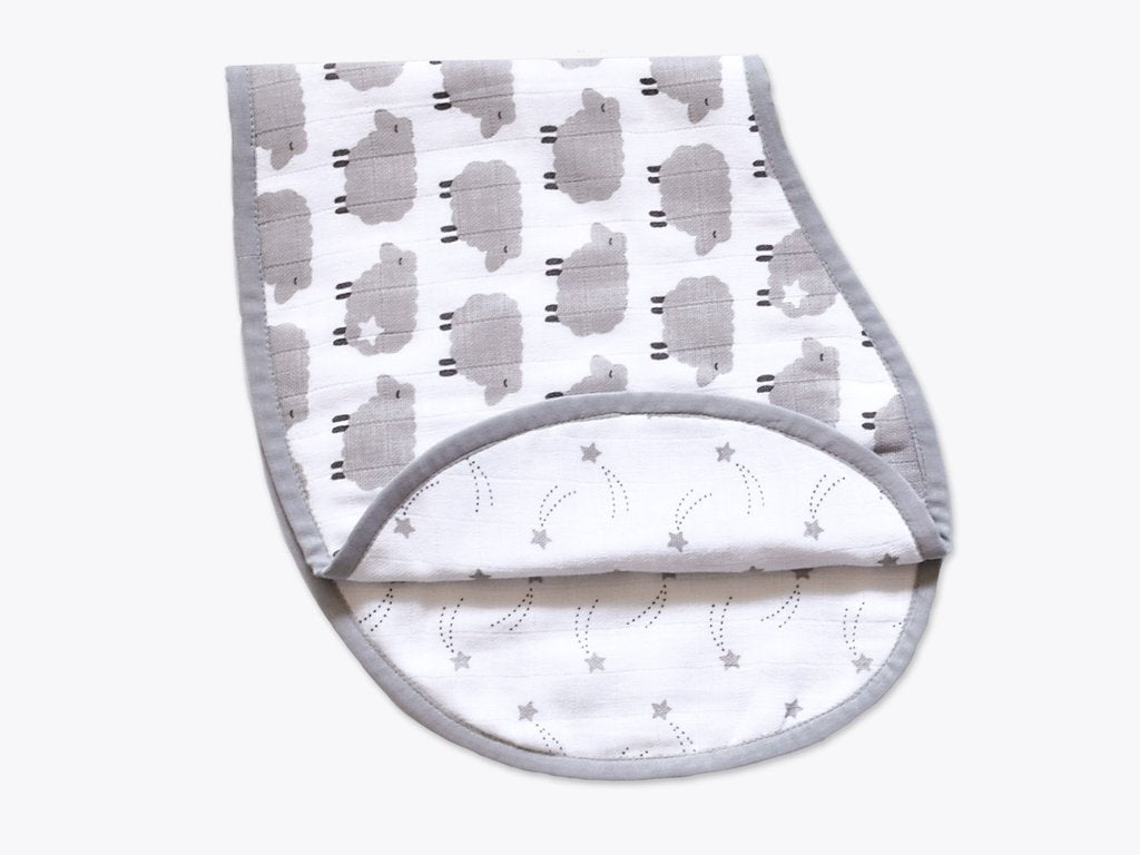 Organic Muslin Burp Cloth & Bib Counting Sheep | Verified Sustainable by Brown Living™