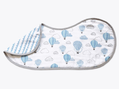 Organic Muslin Burp Cloth & Bib Up, Up & Away Blue | Verified Sustainable by Brown Living™