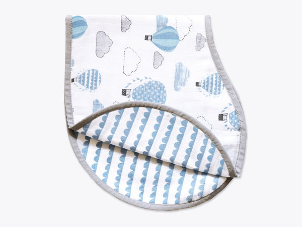 Buy Organic Muslin Burp Cloth & Bib Up, Up & Away Blue | Shop Verified Sustainable Products on Brown Living
