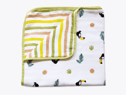 Organic Muslin Cot Bedding Set Tropical Toucan | Verified Sustainable by Brown Living™