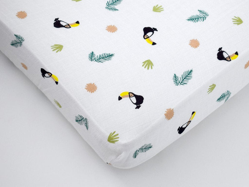 Buy Organic Muslin Cot Bedding Set Tropical Toucan | Shop Verified Sustainable Baby Bed Protectors on Brown Living™