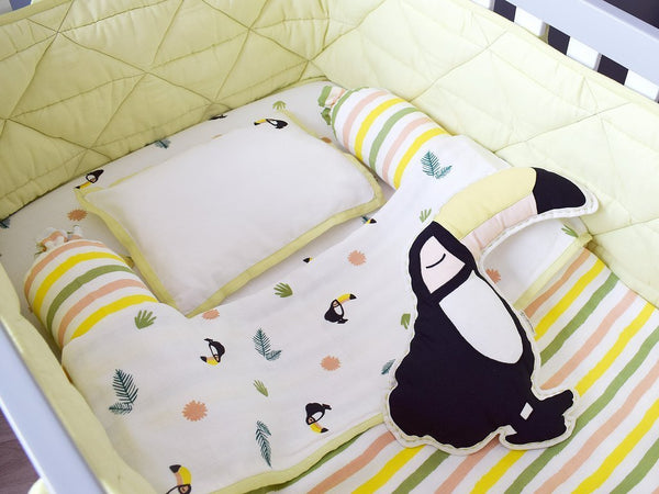 Buy Organic Muslin Cot Bedding Set Tropical Toucan | Shop Verified Sustainable Products on Brown Living