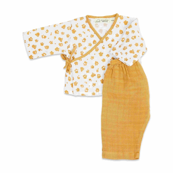 Buy Organic Muslin Kimono Lounge Set - Lil Cub | Shop Verified Sustainable Kids Suits on Brown Living™