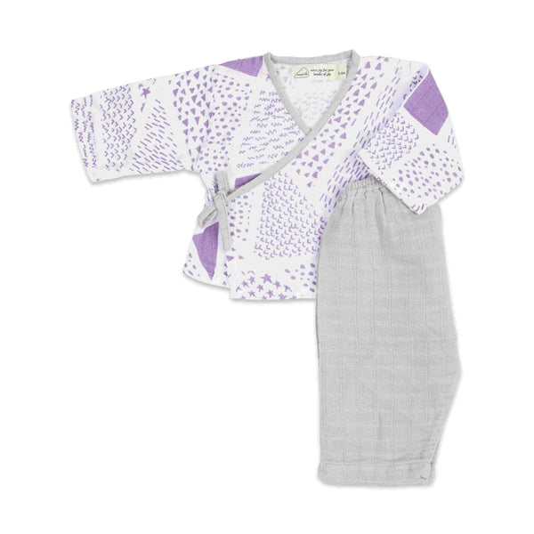Buy Organic Muslin Kimono Lounge Set -Twilight | Shop Verified Sustainable Kids Suits on Brown Living™