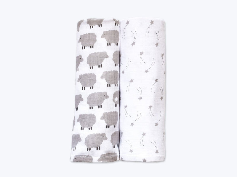 Buy Organic Muslin Swaddles Set of 2 - Counting Sheep | Shop Verified Sustainable Products on Brown Living