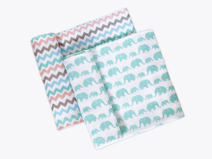 Organic Muslin Swaddles Set of 2 - Elephant Parade | Verified Sustainable by Brown Living™