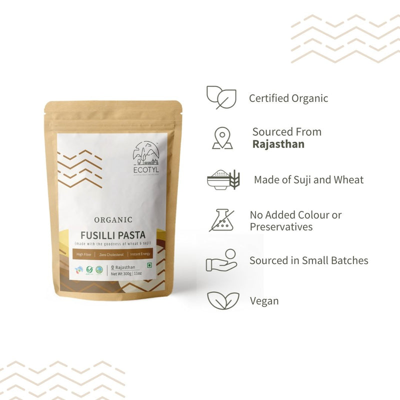 Buy Organic Fusilli Pasta- 300 g | Shop Verified Sustainable Ready to Eat & Cook on Brown Living™