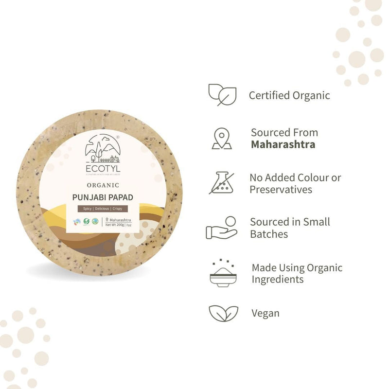 Buy Organic Punjabi Papad- 200 g | Shop Verified Sustainable Healthy Snacks on Brown Living™