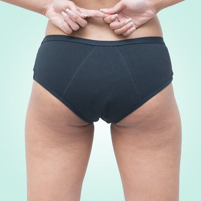 Organic Reusable Incontinence Underwear For Women - Black – Womens Underwear on Brown Living™. SKU: INC.BLK - XS. Img 2.