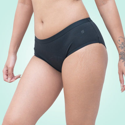Organic Reusable Incontinence Underwear For Women - Black – Womens Underwear on Brown Living™. SKU: INC.BLK - XS. Img 3.