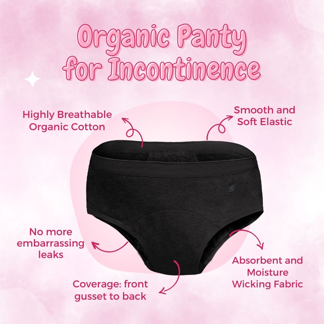 Organic Reusable Incontinence Underwear For Women - Black | Verified Sustainable by Brown Living™