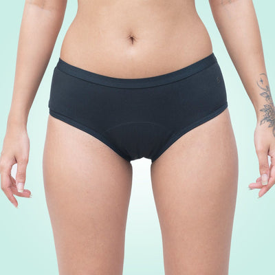 Organic Reusable Incontinence Underwear For Women - Black – Womens Underwear on Brown Living™. SKU: INC.BLK - XS. Img 1.