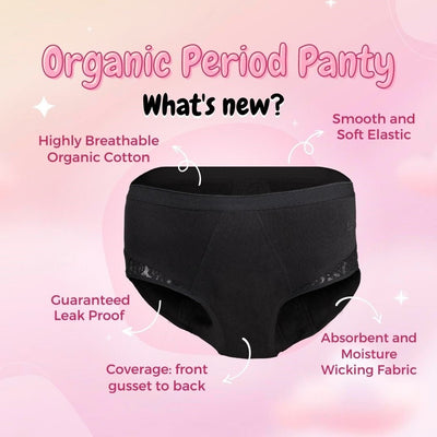 Organic Reusable Leakproof Period Panty (Brief) (1pc) – Womens Underwear on Brown Living™. SKU: ORGBRIEFXS. Img 4.