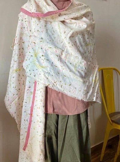 Buy Eco-Printed Organic Cotton Stole | Shop Verified Sustainable Womens Scarf on Brown Living™