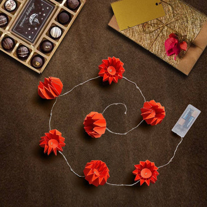 Origami Buntings Orange Festive Lights | Verified Sustainable by Brown Living™