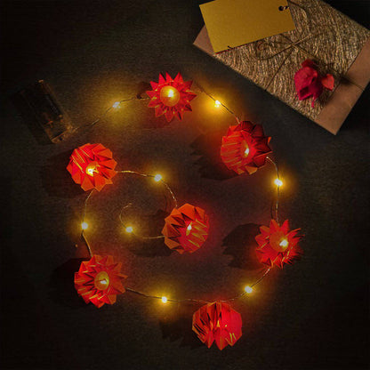 Origami Buntings Orange Festive Lights | Verified Sustainable by Brown Living™