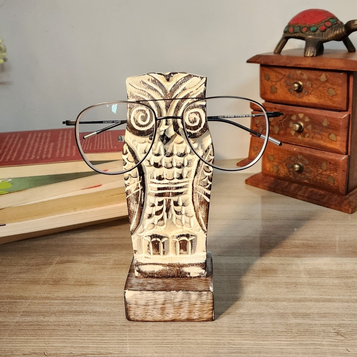 Owl Lovers Gift - Wooden Spectacle Holder | Verified Sustainable by Brown Living™