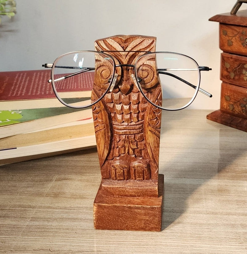Buy Owl Lovers Gift- Wooden Spectacle Stand for Men & Women | Shop Verified Sustainable Table Decor on Brown Living™
