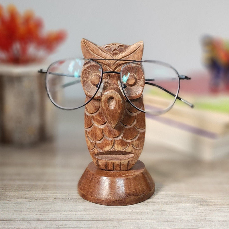 OWL Lovers- Wooden Spectacle Holder and Table Organizer Stand | Verified Sustainable Table Decor on Brown Living™